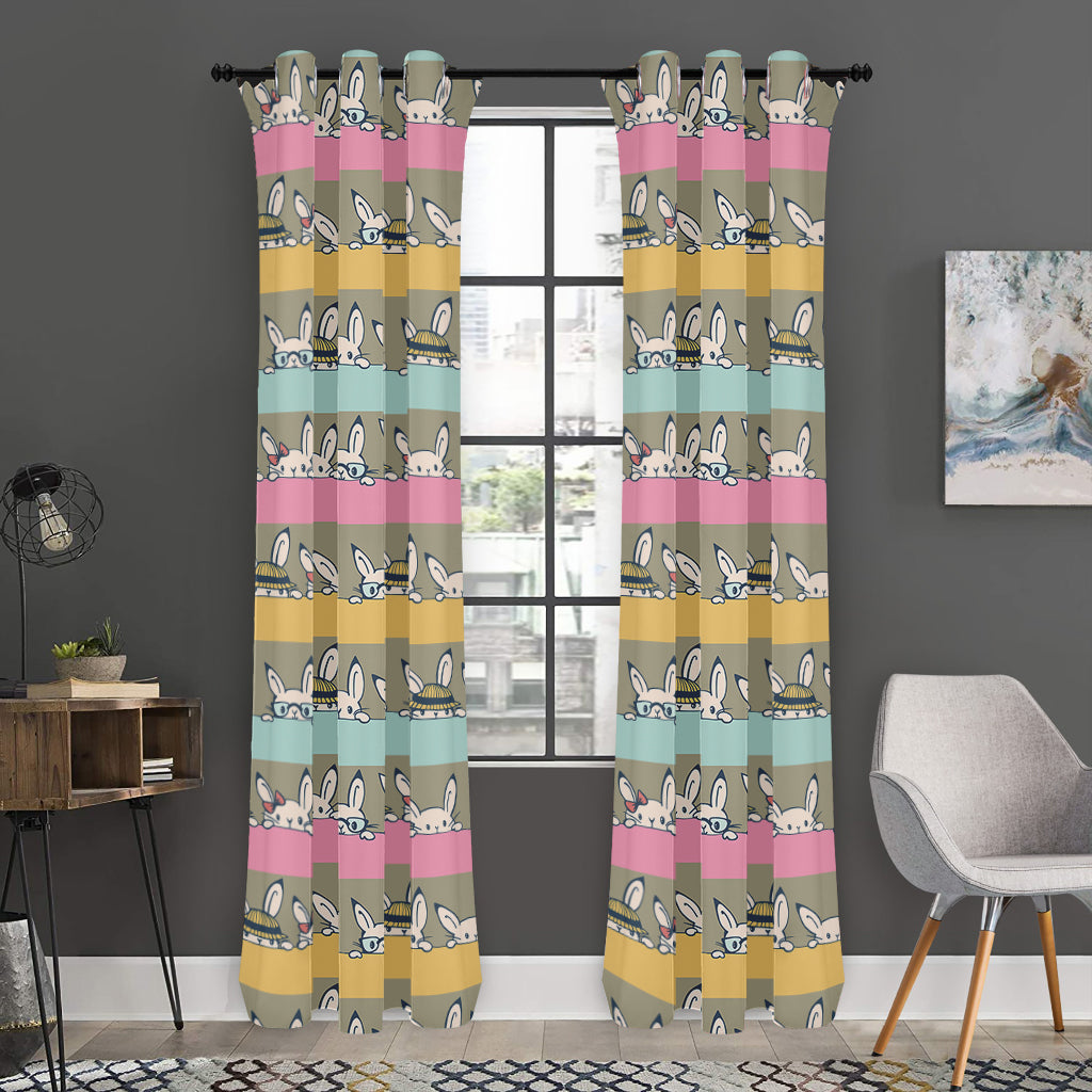 Cartoon Rabbit Pattern Print Curtain