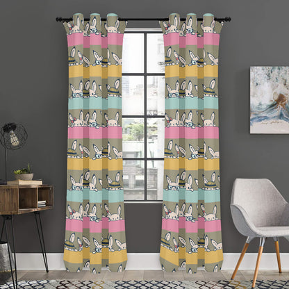 Cartoon Rabbit Pattern Print Curtain