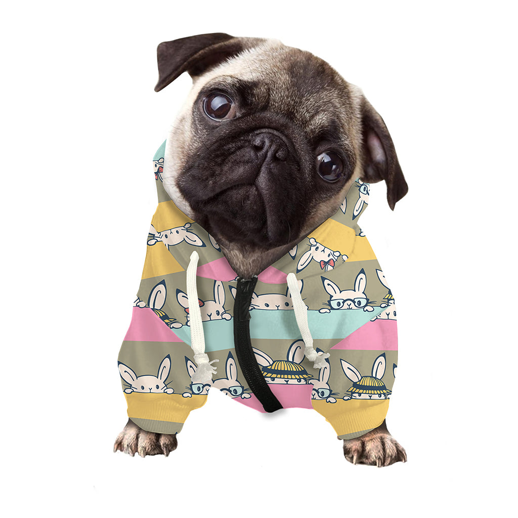 Cartoon Rabbit Pattern Print Dog Zip Up Hoodie