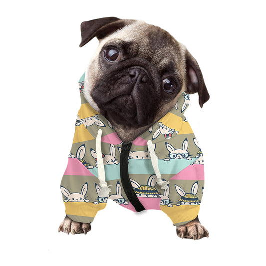 Cartoon Rabbit Pattern Print Dog Zip Up Hoodie