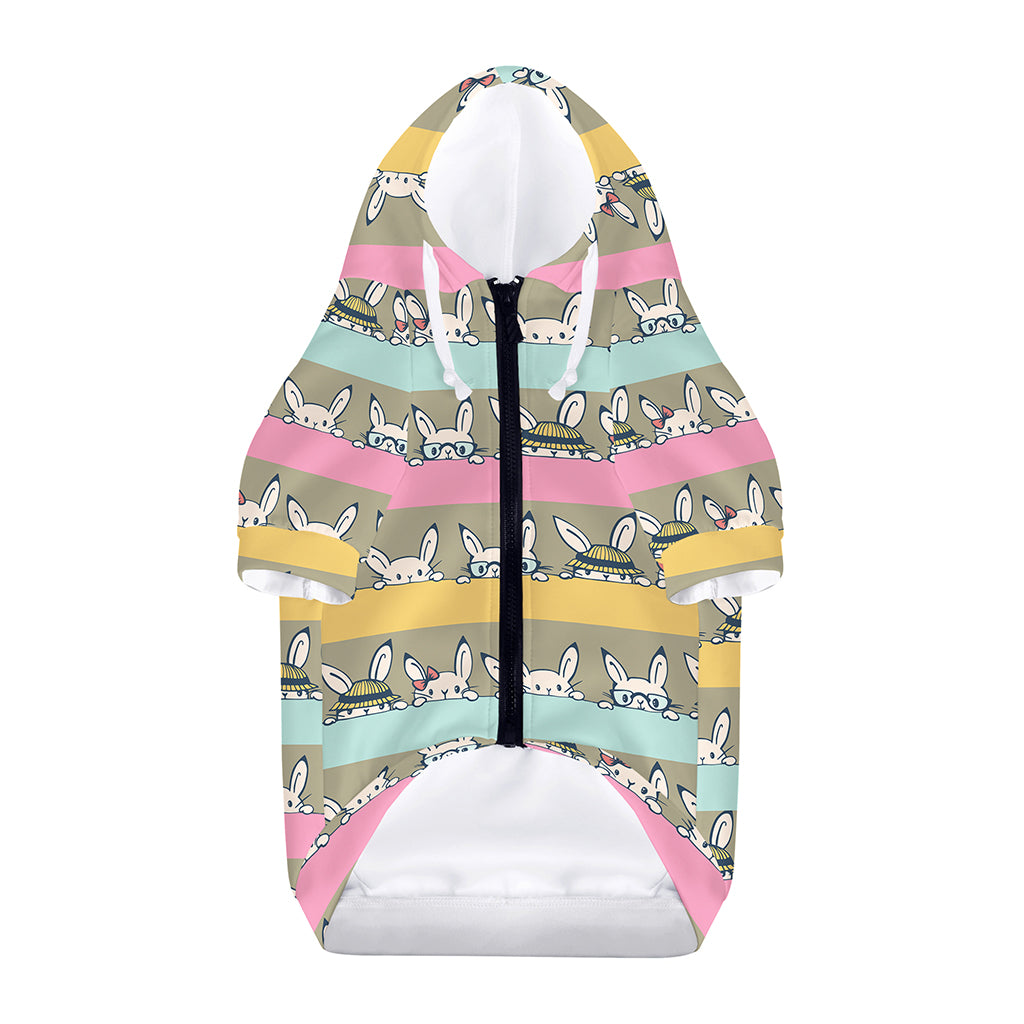 Cartoon Rabbit Pattern Print Dog Zip Up Hoodie