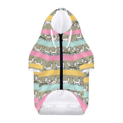 Cartoon Rabbit Pattern Print Dog Zip Up Hoodie
