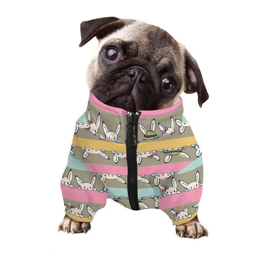 Cartoon Rabbit Pattern Print Dog Zip Up Jacket