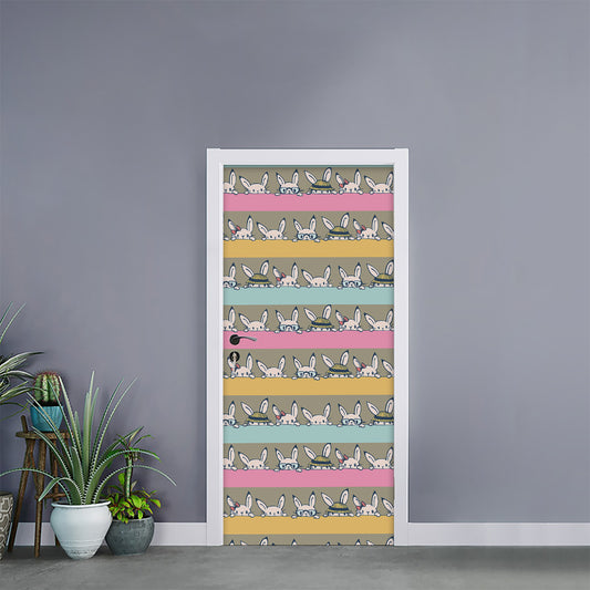 Cartoon Rabbit Pattern Print Door Sticker
