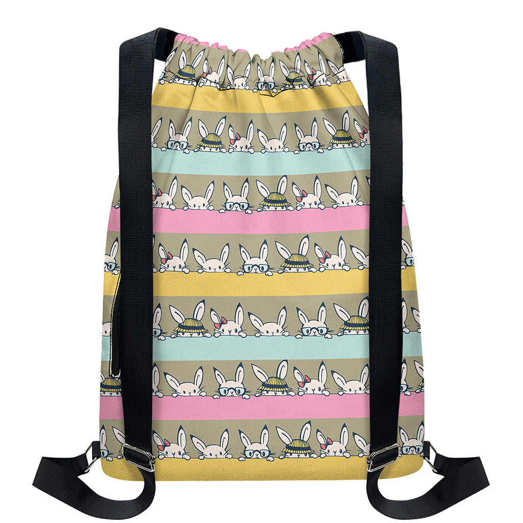 Cartoon Rabbit Pattern Print Drawstring Backpack