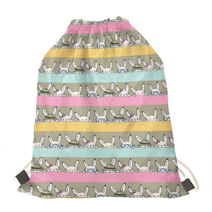 Cartoon Rabbit Pattern Print Drawstring Bag