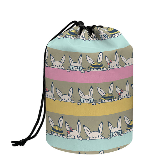 Cartoon Rabbit Pattern Print Drawstring Makeup Bag