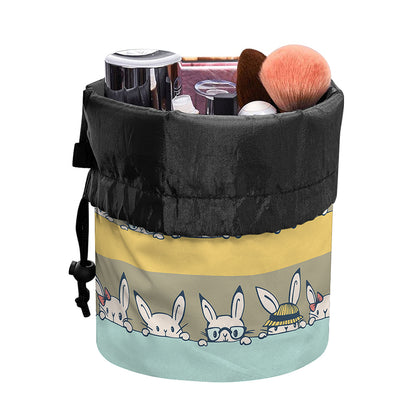Cartoon Rabbit Pattern Print Drawstring Makeup Bag