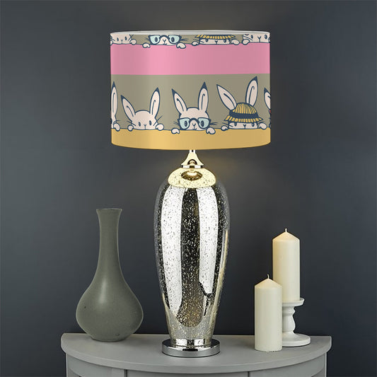 Cartoon Rabbit Pattern Print Drum Lamp Shade