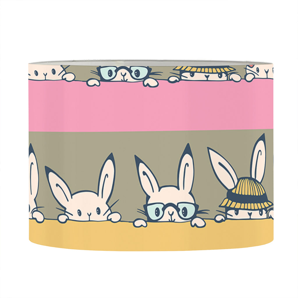 Cartoon Rabbit Pattern Print Drum Lamp Shade