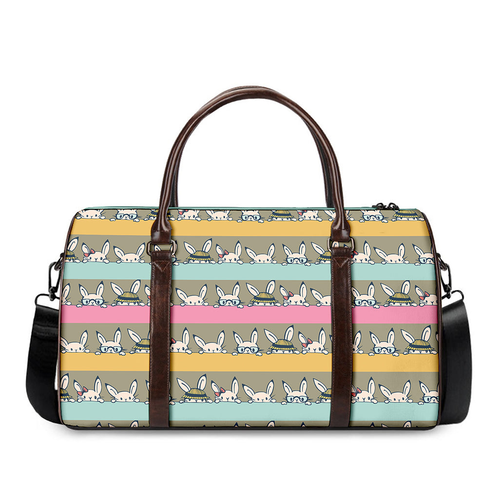 Cartoon Rabbit Pattern Print Duffle Bag