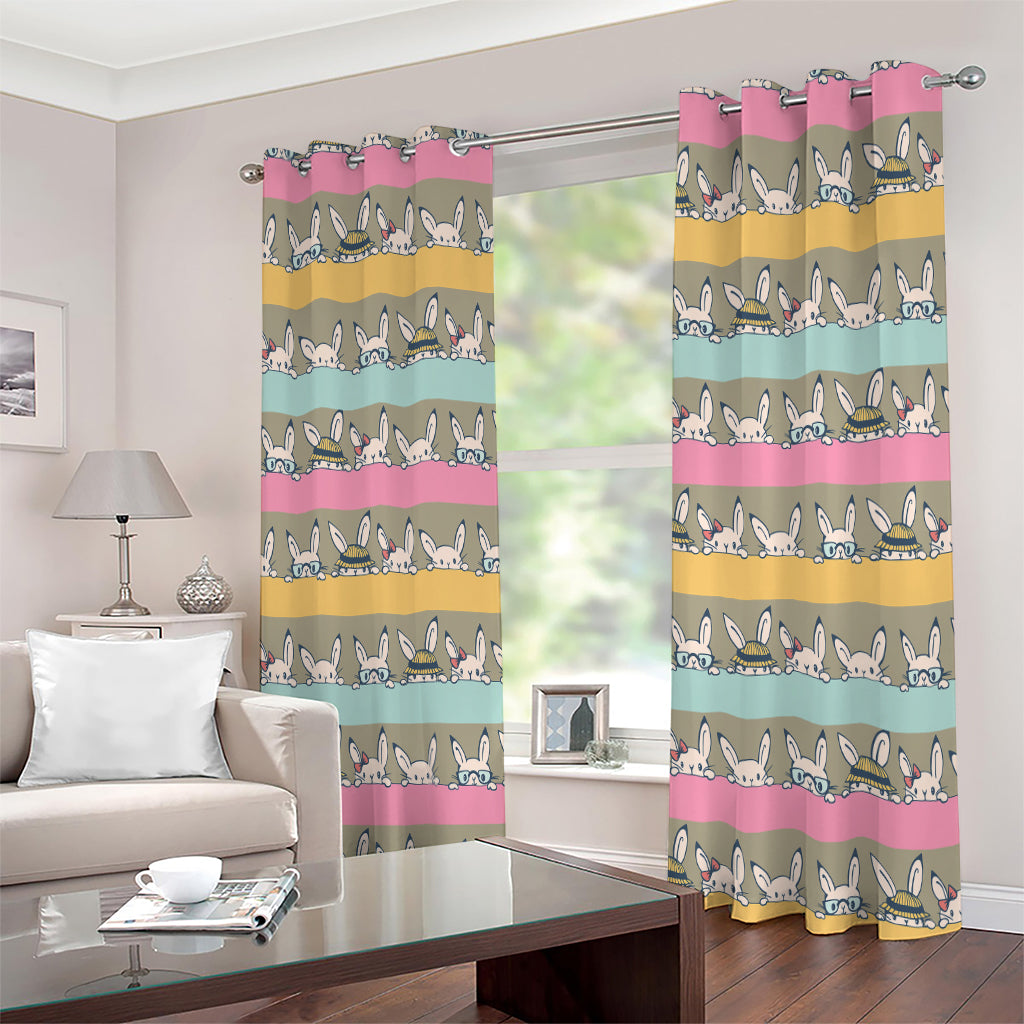 Cartoon Rabbit Pattern Print Extra Wide Grommet Curtains