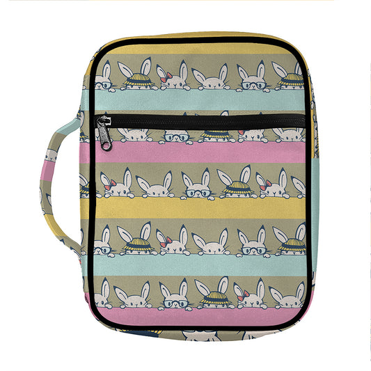 Cartoon Rabbit Pattern Print Front Pocket Bible Bag
