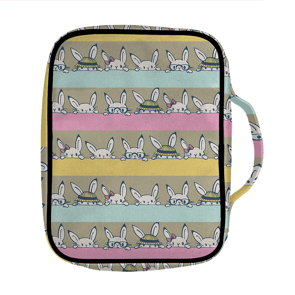 Cartoon Rabbit Pattern Print Front Pocket Bible Bag