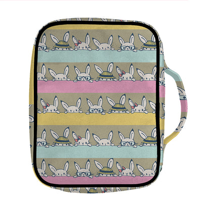Cartoon Rabbit Pattern Print Front Pocket Bible Bag