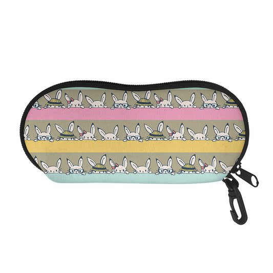 Cartoon Rabbit Pattern Print Glasses Case