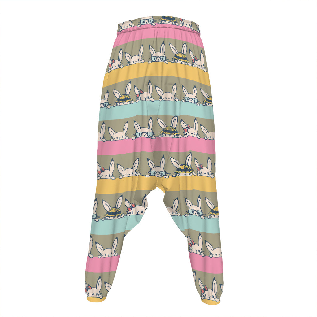 Cartoon Rabbit Pattern Print Hammer Pants