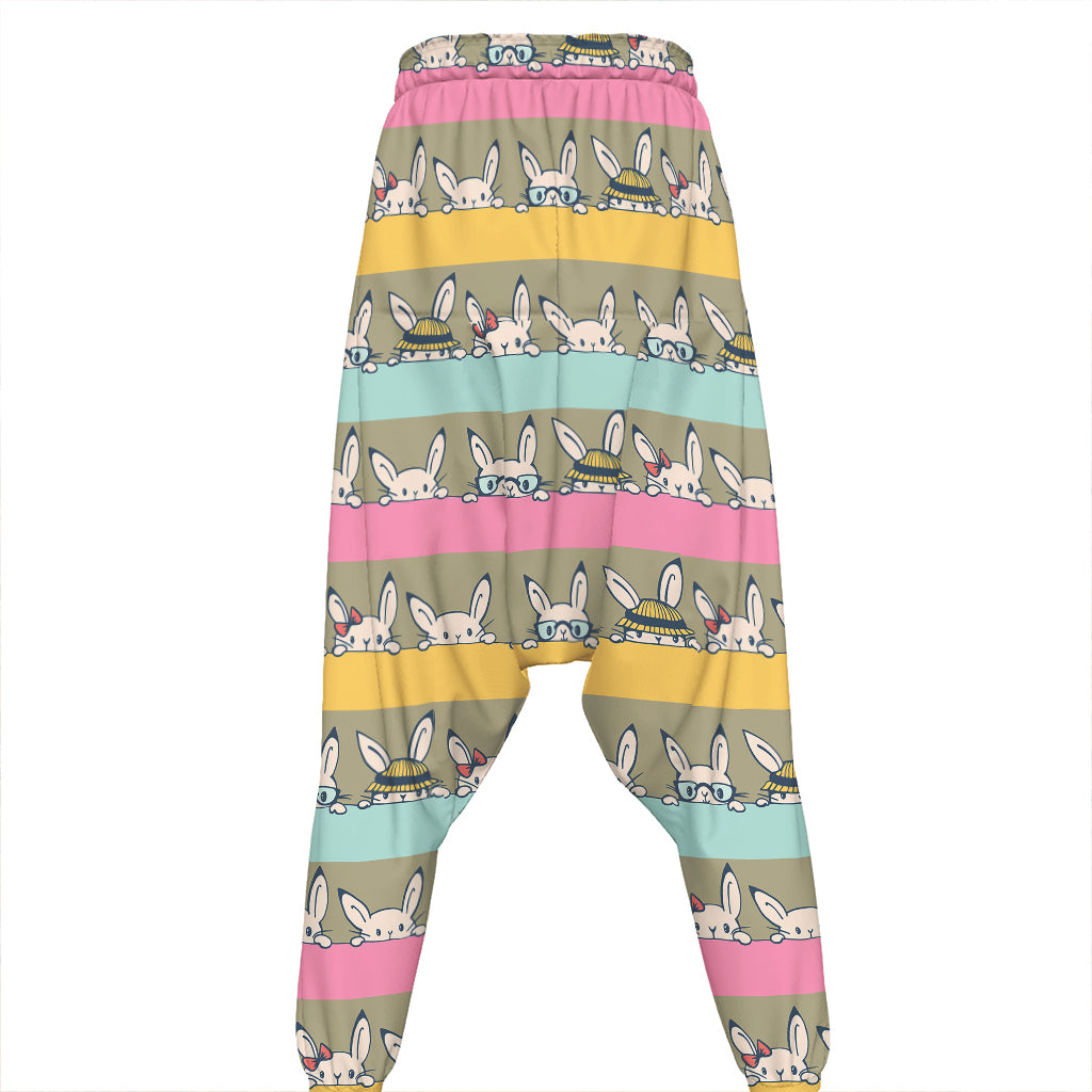 Cartoon Rabbit Pattern Print Hammer Pants