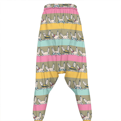 Cartoon Rabbit Pattern Print Hammer Pants