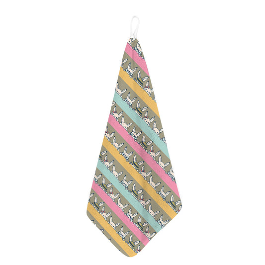 Cartoon Rabbit Pattern Print Hand Towel