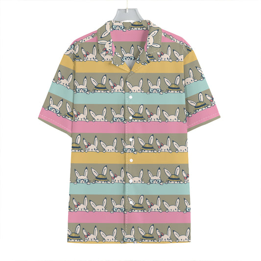 Cartoon Rabbit Pattern Print Hawaiian Shirt