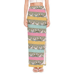 Cartoon Rabbit Pattern Print High Slit Maxi Skirt
