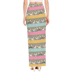 Cartoon Rabbit Pattern Print High Slit Maxi Skirt