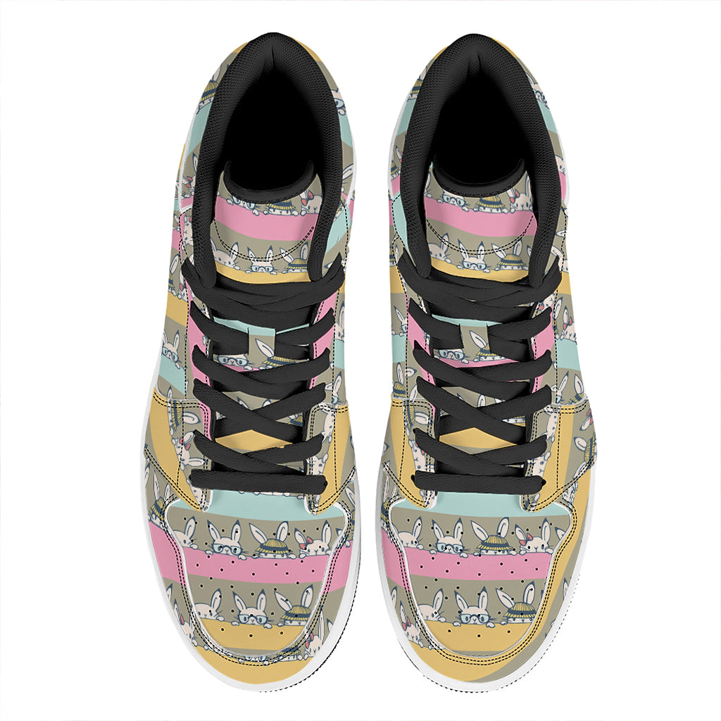 Cartoon Rabbit Pattern Print High Top Leather Sneakers