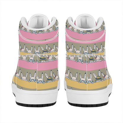 Cartoon Rabbit Pattern Print High Top Leather Sneakers