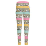 Cartoon Rabbit Pattern Print High-Waisted Pocket Leggings