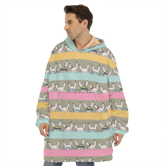 Cartoon Rabbit Pattern Print Hoodie Blanket