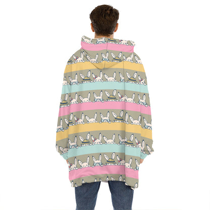 Cartoon Rabbit Pattern Print Hoodie Blanket