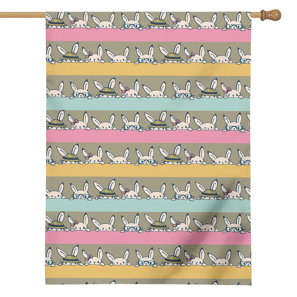 Cartoon Rabbit Pattern Print House Flag
