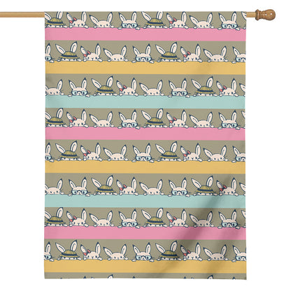 Cartoon Rabbit Pattern Print House Flag