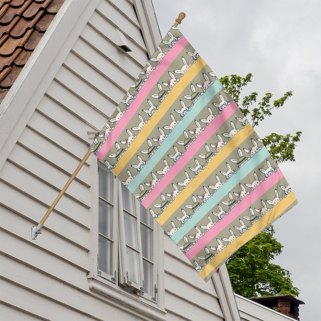 Cartoon Rabbit Pattern Print House Flag