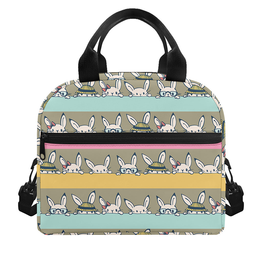 Cartoon Rabbit Pattern Print Insulated Lunch Bag