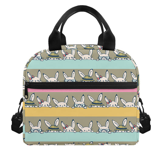 Cartoon Rabbit Pattern Print Insulated Lunch Bag