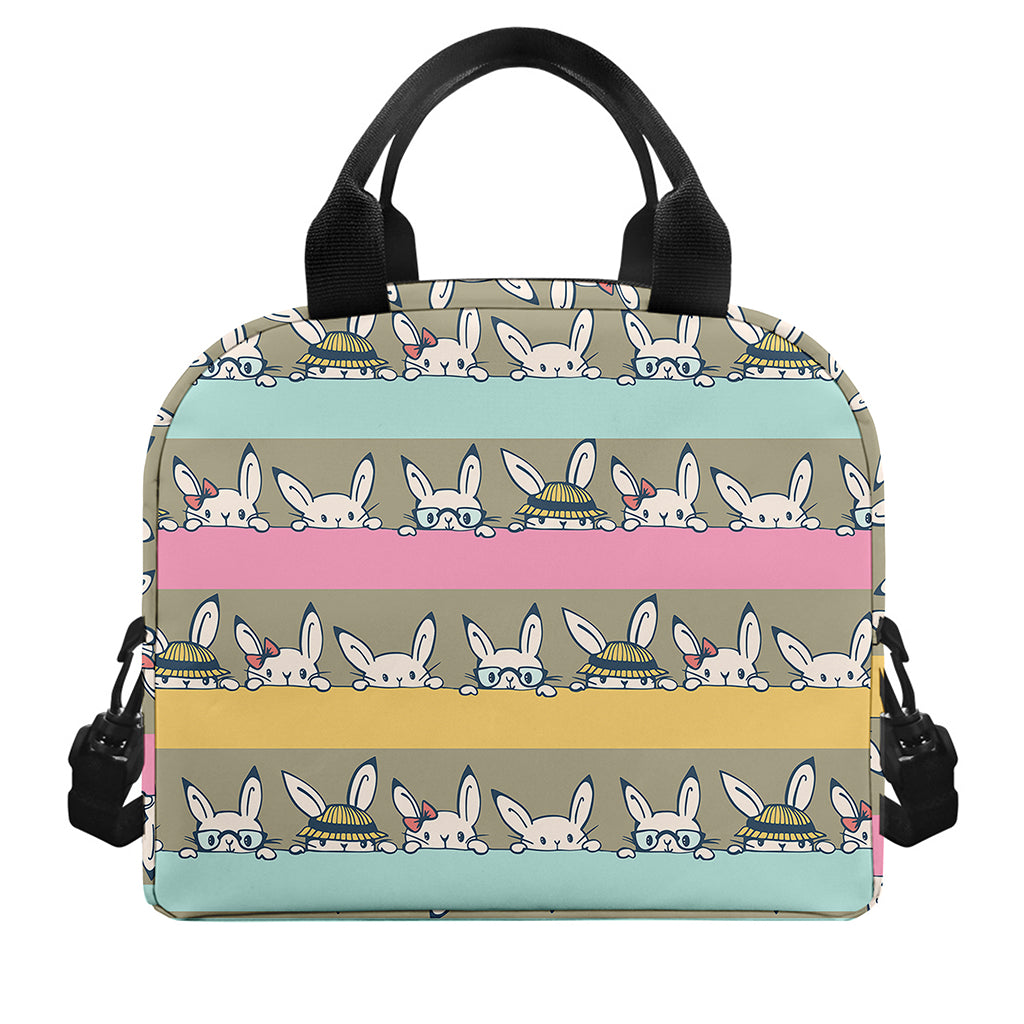 Cartoon Rabbit Pattern Print Insulated Lunch Bag