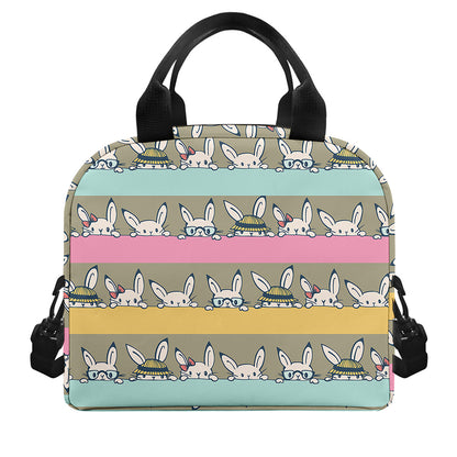 Cartoon Rabbit Pattern Print Insulated Lunch Bag