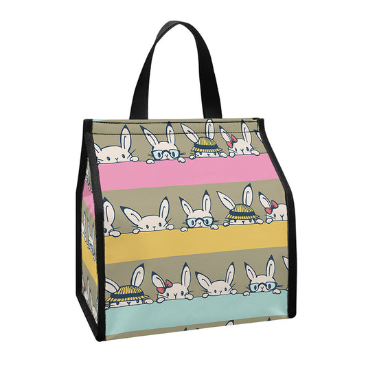 Cartoon Rabbit Pattern Print Insulated Lunch Tote