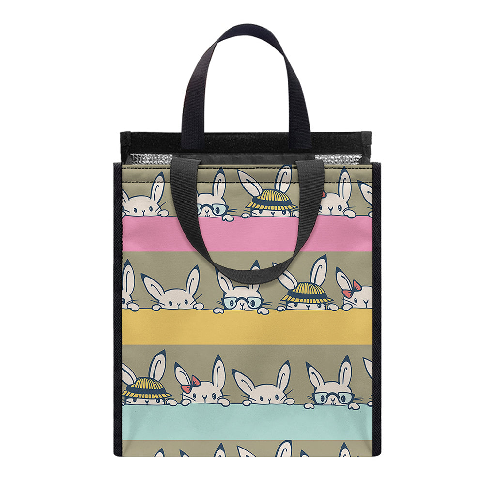Cartoon Rabbit Pattern Print Insulated Lunch Tote