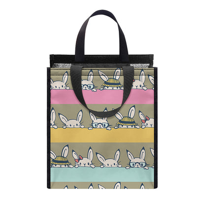 Cartoon Rabbit Pattern Print Insulated Lunch Tote
