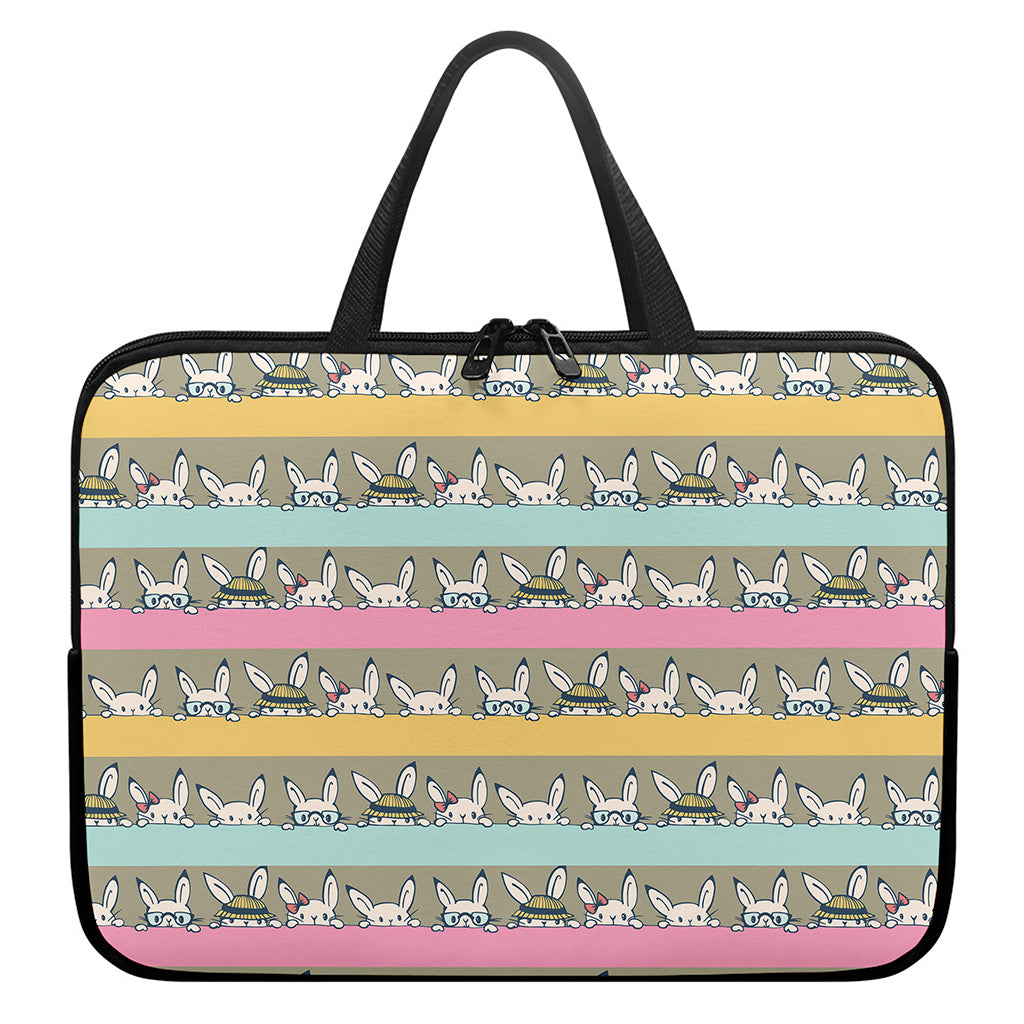 Cartoon Rabbit Pattern Print Laptop Sleeve With Handle