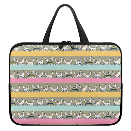 Cartoon Rabbit Pattern Print Laptop Sleeve With Handle