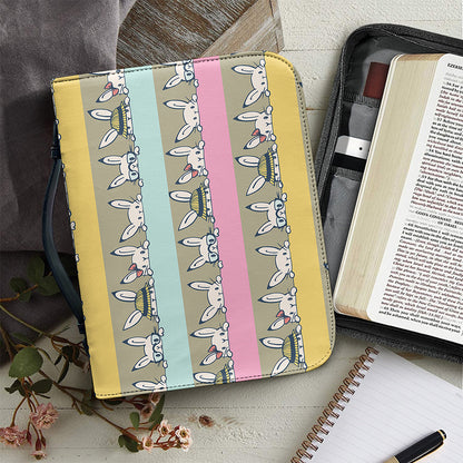Cartoon Rabbit Pattern Print Leather Bible Cover