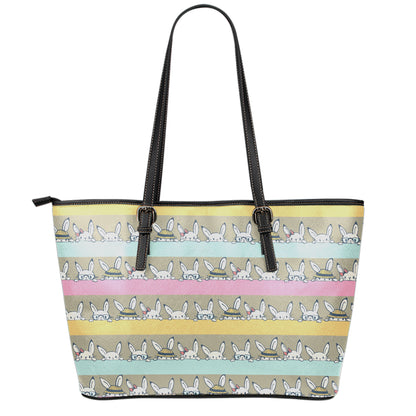 Cartoon Rabbit Pattern Print Leather Tote Bag