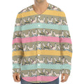 Cartoon Rabbit Pattern Print Long Sleeve Baseball Jersey