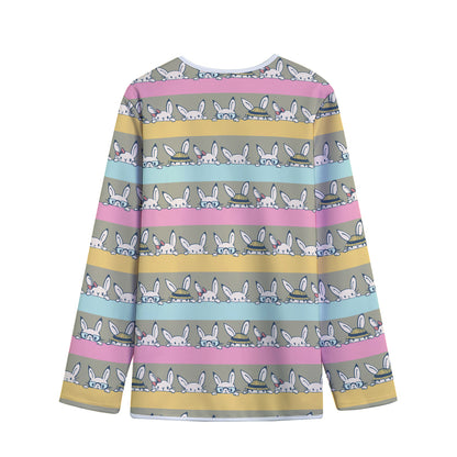 Cartoon Rabbit Pattern Print Long Sleeve Short Coat
