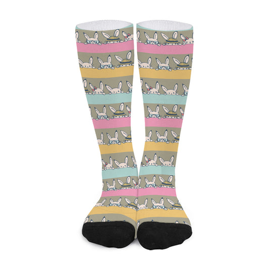 Cartoon Rabbit Pattern Print Long Socks