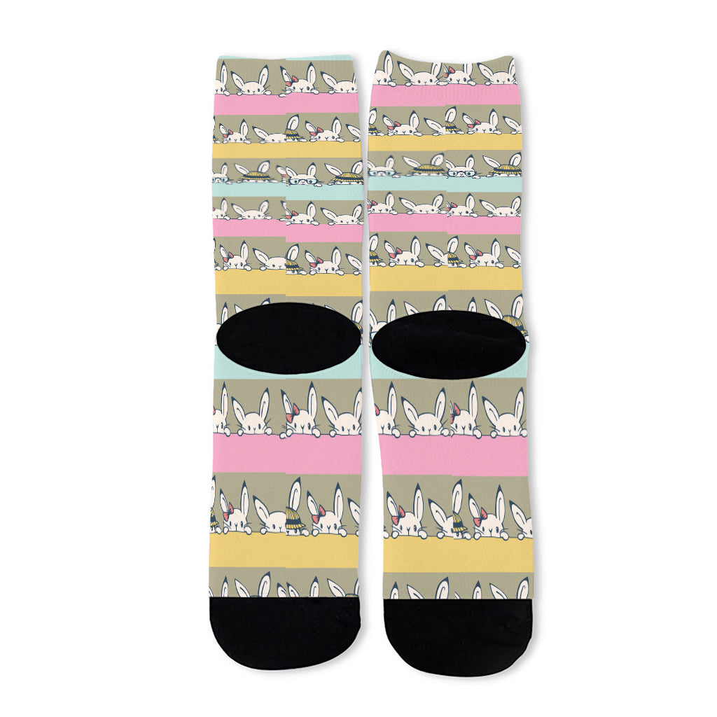 Cartoon Rabbit Pattern Print Long Socks